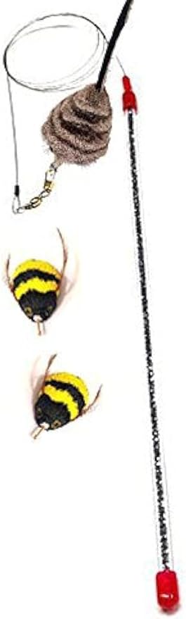 Go Cat Cat Catcher Teaser Wand and Two Da Bee Bumble Bee Attachments from The Maker of Da Bird - Value Pack