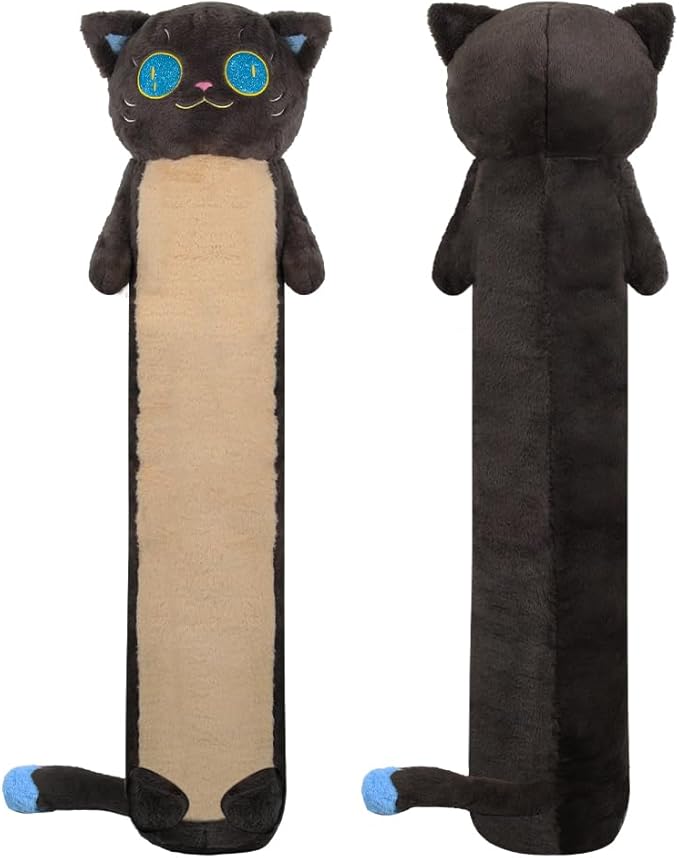 MerryXD Long Cat Plush Kawaii Body Pillow, 20” Cute Black Cat Stuffed Animals Soft Plushies, Big Eyes Kitten Plush Toys Throw Pillow Doll Gift for Girlfriend,Birthday,Christmas,Halloween