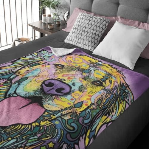Dawhud Direct Golden Retriever Fleece Blanket - 50 x 60 Inches Soft and Colorful Plush Dean Russo Throw Blankets with Dogs for Kids, Adults - Dog Blanket for Bed, Couch, Sofa and Travel