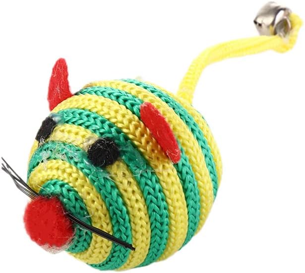 Leadigol 4PCS Cat Toy Mice,Hand Knitted Rainbow Cat Toys Balls,Pet Accessories Nylon Rope Pet Supplies Interactive Kitten for Small Cat Pet Training Toy Sound Cat Throw Toys