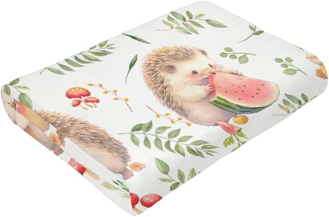 Funny Hedgehog Throw Blanket - Cute Decor Merch, Cozy Print Flannel Fleece, Soft Plush Fuzzy Warm Lightweight Bedding Gifts for Women Men Girls Kids 50"X40"