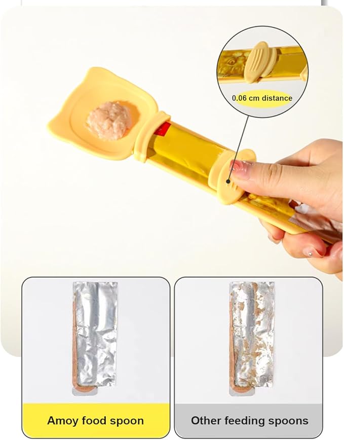 Panup Cat Strip Feeder - 3 Colors Cat Stripe Squeeze Spoon, Cat Treat Feeding Spoon, Cat Food Spoon for Wet Food, White, Green, Yellow