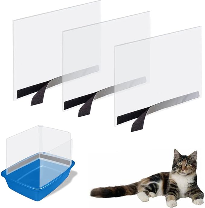 3 Pack Cat Litter Box Pee Shields, High Side Open Top Kitty Litter Pan Shield - Keep Litter in The Pan, (Litter Box Not Included)