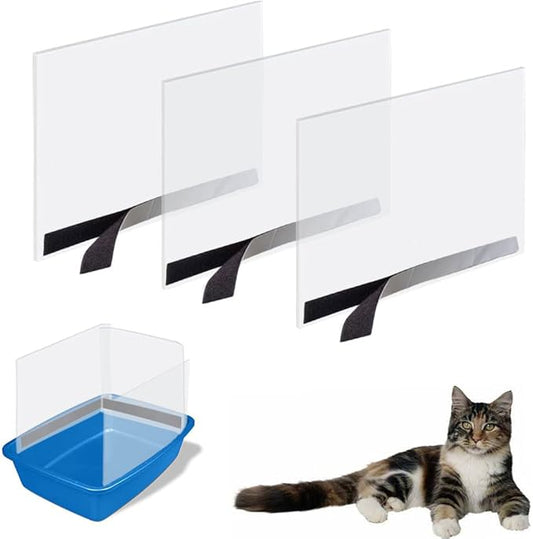 3 Pack Cat Litter Box Pee Shields, High Side Open Top Kitty Litter Pan Shield - Keep Litter in The Pan, (Litter Box Not Included)