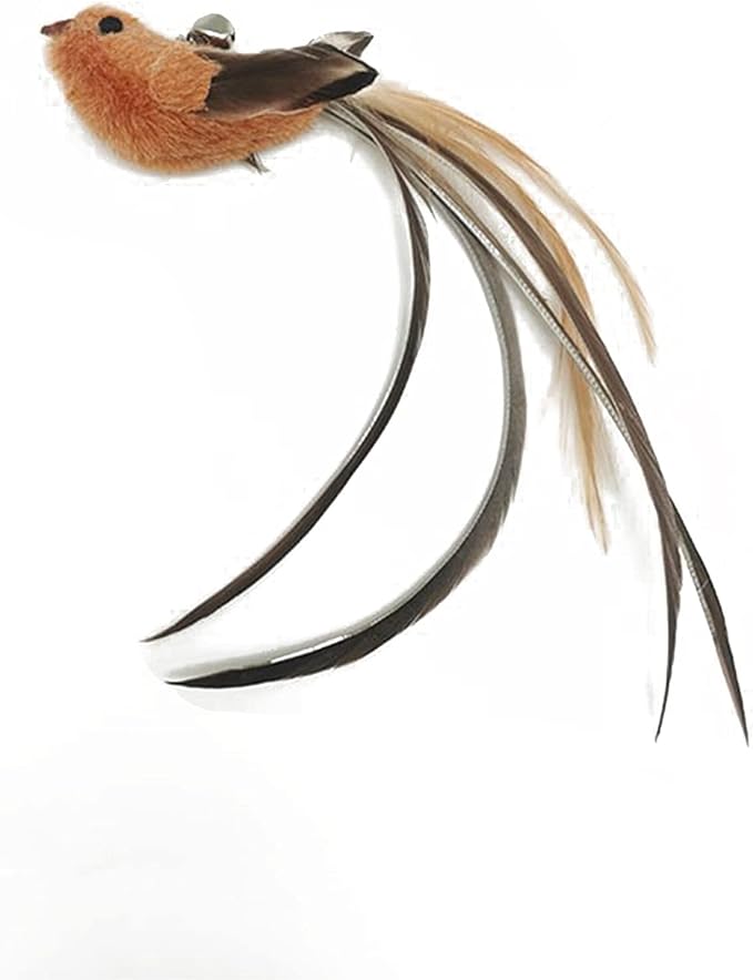 Cat Toys Interactive Cat Feather Wand , Powerful Suction Cup, 4pcs Natural Feather Teaser Replacements with Bell, for Indoor Kitty Old Cat Exercise (8pcs)