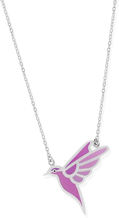 Boma Jewelry Sterling Silver Purple Resin Bird Necklace, 18 Inches