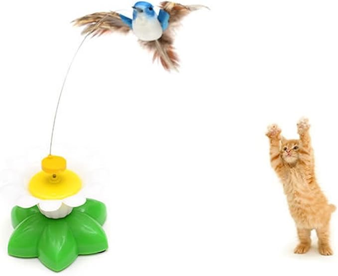 ZIYAN Bird Toy for Pet Cats, Funny Rotating Electric Flying Bird Interactive Toy with A Fastening Tape, Multicolor