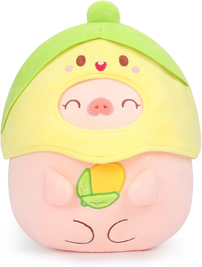AIXINI Cute Corn Pig Plush Pillow 10" Piggy Stuffed Animal, Soft Kawaii Pig Plushie with Food Outfit Costume, Hugging Plush Squishy Pillow Toy