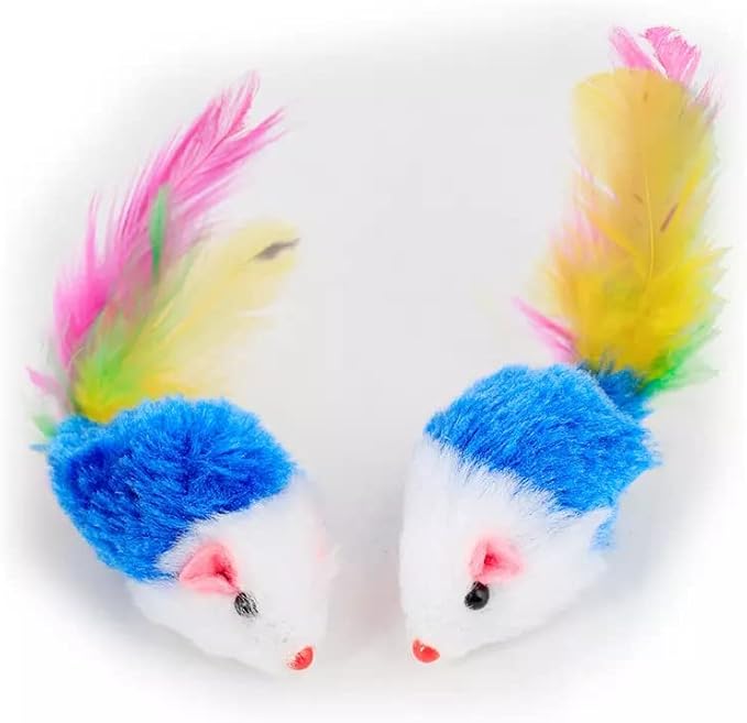 Soft Fleece False Mouse Cat Toys Colorful Feather Funny Playing Toys Soft sisal cat Toys Mouse Plush Set