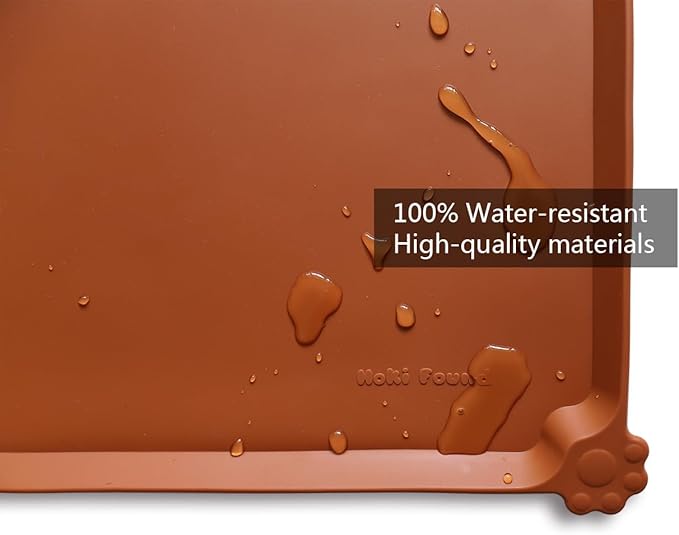Hoki Found L Silicone Pet Food Mats Tray - Non Slip Pet Dog Cat Bowl Mats Placemat - Dog Pet Cat Feeding Mat - Waterproof Dog Cat Food Mats -Pet Water Mats for Carpet -Caramel