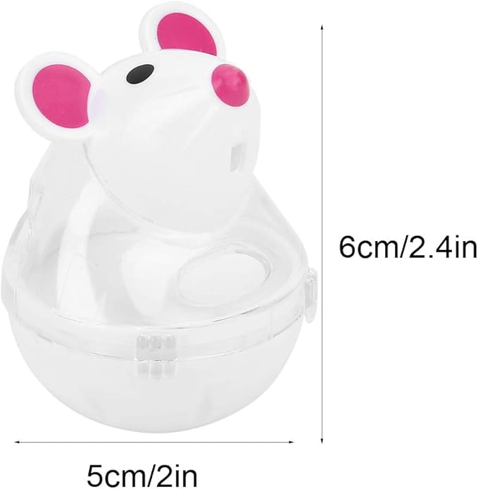 Cat Treat Dispenser Toy, Small Cat Food Balls Slow Feeder, Mice Tumbler Design Cat Food Toy Cat Enrichment Toys for Pet Interactive Training and Food Dispensing (White)