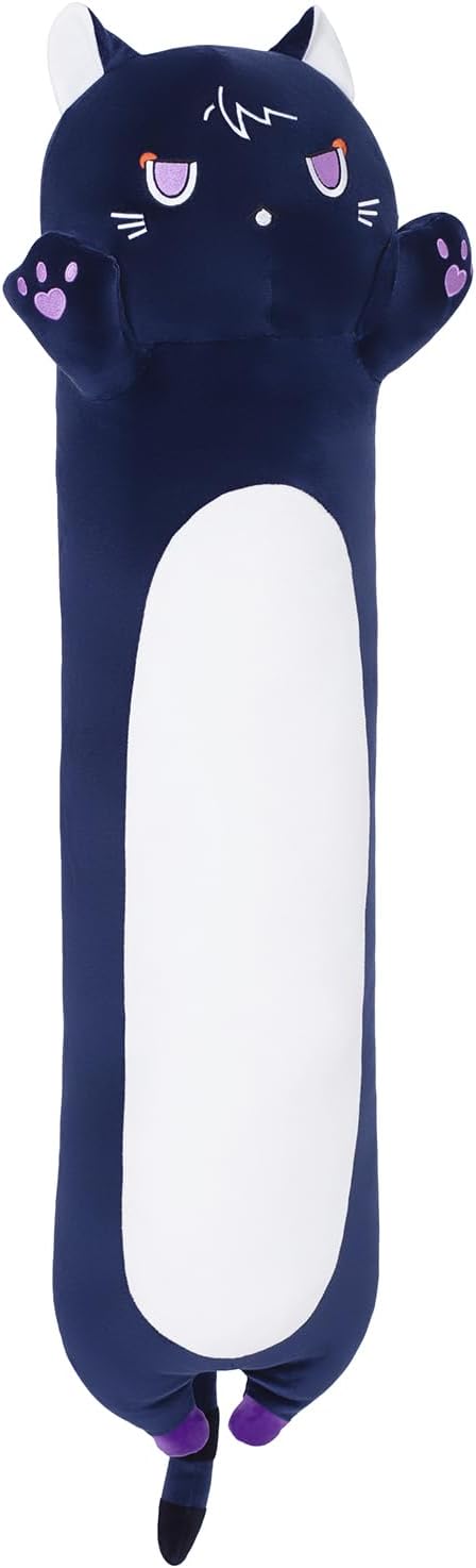 Long Cat Plush Body Pillow, Soft Cat Plush Toy Pillows for Kids, Stuffed Animals Cat Plushies Gifts for Girls Girlfriend(DevilCAT with Claws, 43.3in/110cm)