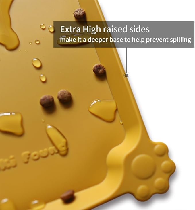 Hoki Found Silicone Pet Food Mats Tray - Non Slip Pet Dog Cat Bowl Mats Placemat - Dog Pet Cat Feeding Mat - Waterproof Dog Cat Food Mats -Pet Water Mats for Carpet -Honey