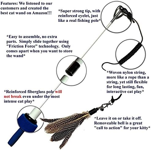 Pet Fit For Life 2 Feather Teaser and Exerciser for Cat and Kitten - Cat Toy Interactive Cat Wand