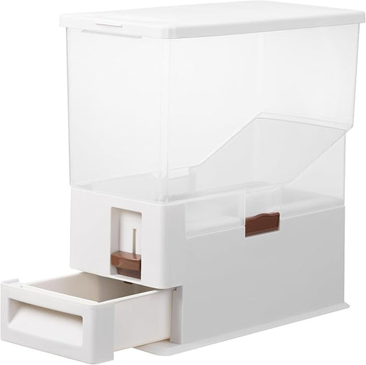 Navaris Pet Food Container - Dry Food Storage for Cats and Dogs or Other Pets - Durable Transparent Design with Portion Control - Large 14.8QT (14L) Capacity