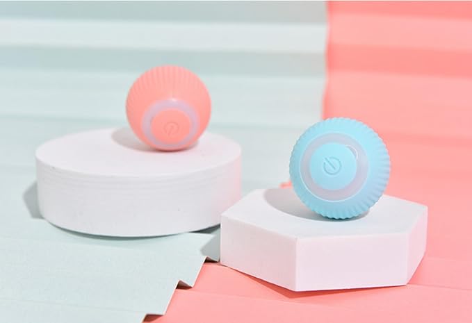 Pet's Interactive Cat Toys Ball, Self-Moving and Auto-Rolling Balls for Indoor Playing Stimulate Your Kitten Hunting Instincts, Mouse for Cats(Pink, Blue)(Blue)