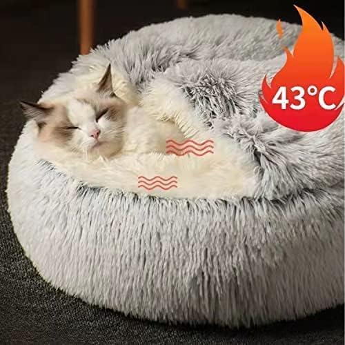Cat Bed,Calming Self Warming Kitten Bed,Round Hooded Cat Bed Cave Indoor Cat Puppy Sleeping Faux Fur Warm Soft Plush Donut Cuddler Pet Bed,Non-Slip Bottom Cat Cushion,Machine Washable