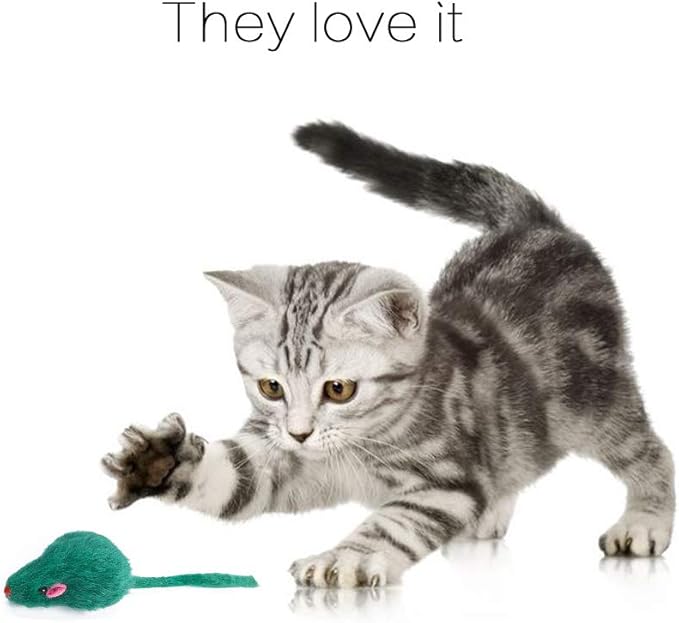 Yangbaga Mice Rattle 14 Pack, Cat Toys Rainbow Mice for Cats and Kittens (14 pcs Rainbow mices)