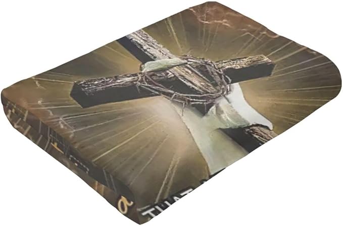 Retro Christian Cross Blanket Amazing Grace Throw Blanket Religious Decor Stuff Merch Cozy Flannel Fleece Soft Plush Fuzzy Warm Lightweight Bedding Christian Gifts for Women Men Girls Kids 50"X40"