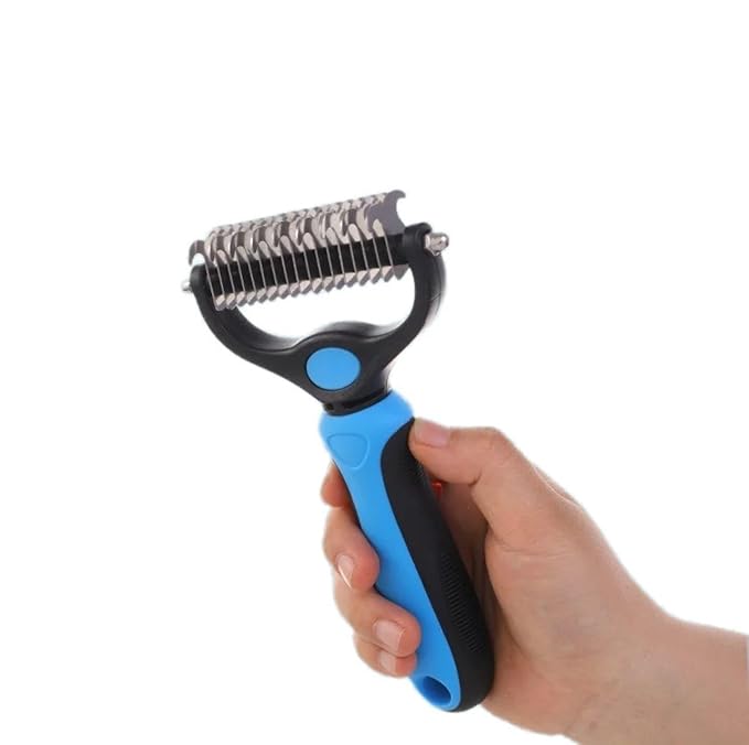 Pet Comb Ultimate Dog Grooming Set: Professional Deshedding Brushes for Dogs & Cats – Perfect for Long-Haired Breeds, Flea Removal, & Dematting (Blue, For Large and Medium Dogs)