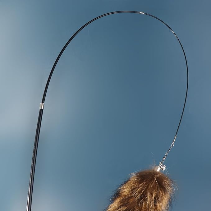 Leadigol Cat Feather Wand Retractable Cat Wand Toy,Cat Teaser Wand Interactive Long Hairy Chew Rod Cat Toy Training Toy Catch Exercise Pet Supplies Playing Toy for Kitten or cat, Brown Feather