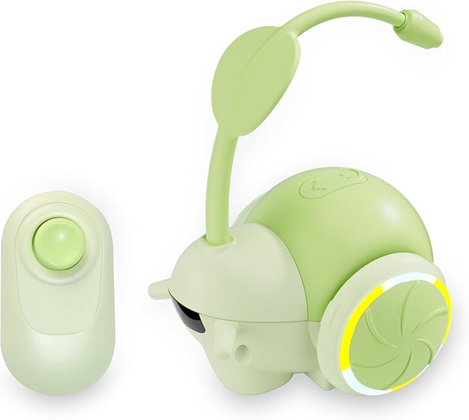 Remote Control Cat Toy with Three-Speed Adjustment,Snail Automatic Cat Toy Moving 4 Directions,Interactive Smart Sensing Cat Toys for Bored Indoor Adult Cats (Green)