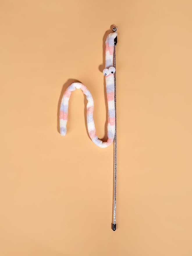 QWINEE Cat Wand Toys, Cat Interactive Toy, Cat Toys for Indoor Cats, Interactive Teaser Toys for Kitty Kitten Multicolor One Size