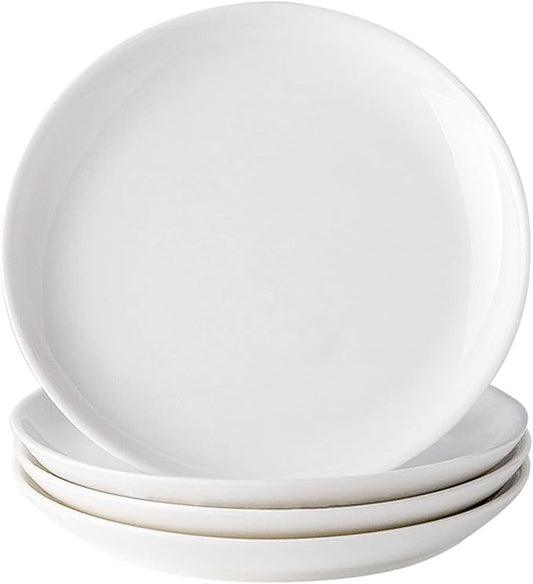 4 Piece Ceramic Appetizer Plates, 5.6 Inch Small Dessert Plates Set, White Round Plates for Bread, Butter, Snack, Lightweight Dinnerware Saucer Sets - Ivory, Oven, Microwave & Dishwasher Safe