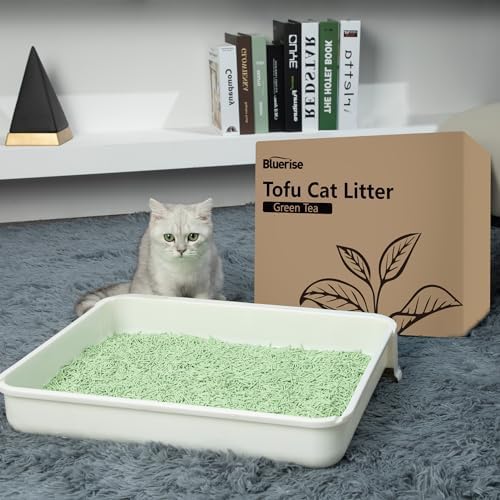BLUERISE Tofu Cat Litter 6LB×2Bags Natural Cat Litter Flushable Toilet Quick Clumping Dust Free Odor Control Kitty Litter (Green Tea)
