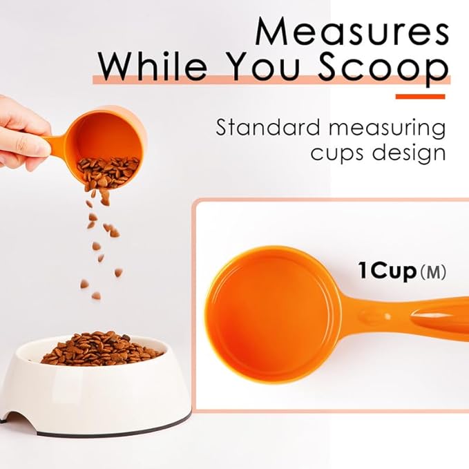 SUPERDESIGN 1 Cup Dog Food Scoop for Container Melamine Measuring Scoop for Dogs Cats Birds and Rabbits Pet Food Feeding Scoop Dishwasher Safe - Orange