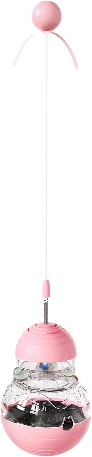 Cat Treat Toy for Indoor Cats,Food Toys Interactive Spinning Funny Cat Food Puzzle Toys with Ball Bulb Cat Self Play Treasure Gourd Cat Toys(Pink)