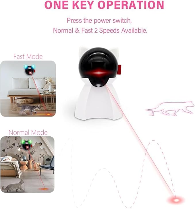 Cat Toy Interactive Automatic, Motion Activated Laser Toy for Indoor Cats/Dogs/Kitten/Kitty, USB Rechargeable, Auto On/Off, Fast and Slow Random Pattern, Silent Pet Laser Pointer Toy (P08)