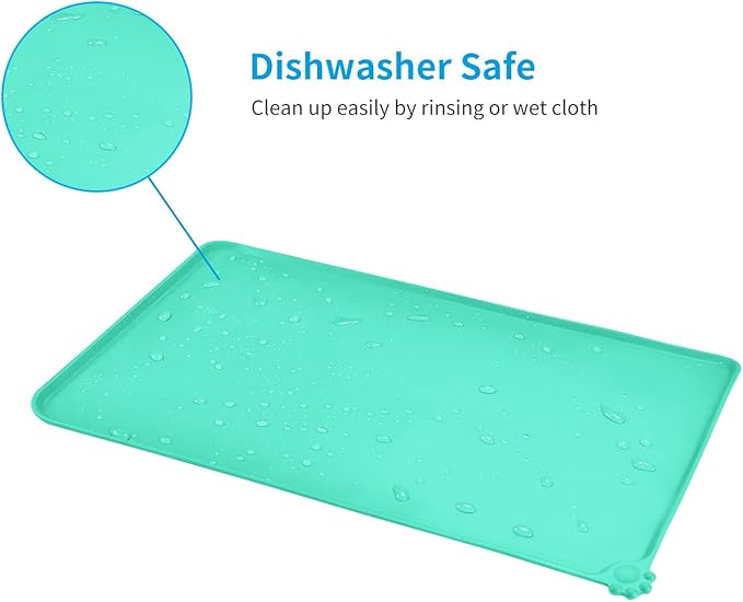 AUDWUD Silicone Waterproof Pet Feeding Mats,Anti Slip Bowl Pad,Dog Mat for Food and Water