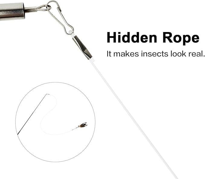 Cat Feather Wand Toys,Retractable Wand Toy with 3 Mini Insect Refills, Transparent Carbon Wire,Interactive Cat Toy Kitten Toy for Indoor Cats to Play Chase Exercis