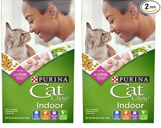 Purina Cat Chow Dry Cat Food, Indoor, 3.15 Lb Bag (Pack of 2)