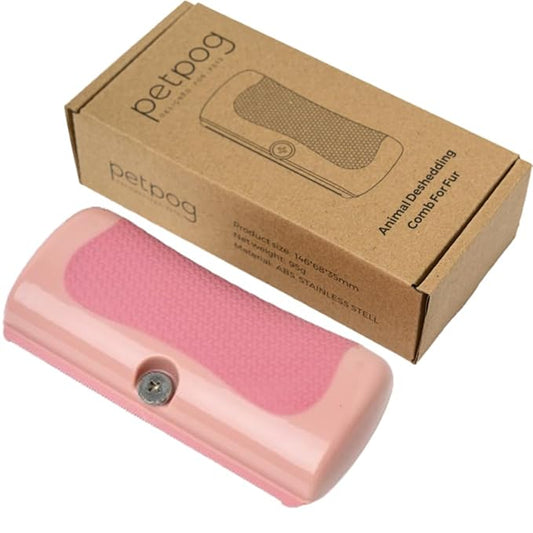 Animal Deshedding Comb For Fur - dog brush,dog brush for shedding,deshedding dog brush,cat brush,cat brushes for indoor cats,cat grooming supplies - Perfect for Cats, Dogs, & Horses (Pink)