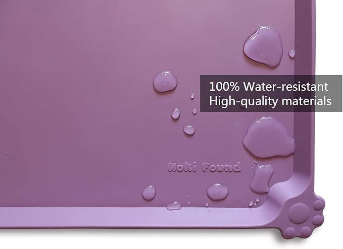 Hoki Found Silicone Pet Food Mats Tray - High-Lips Pet Dog Cat Bowl Mats - Dog Pet Cat Feeding Mat - Waterproof Dog Cat Food Mats -Pet Water Mats for Floors - Amethyst