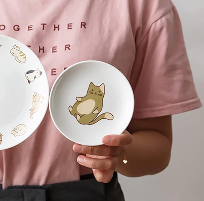 6pcs Ceramic Cat Appetizer Plates Sauce Dishes Dessert Dishes Seasoning Dishes