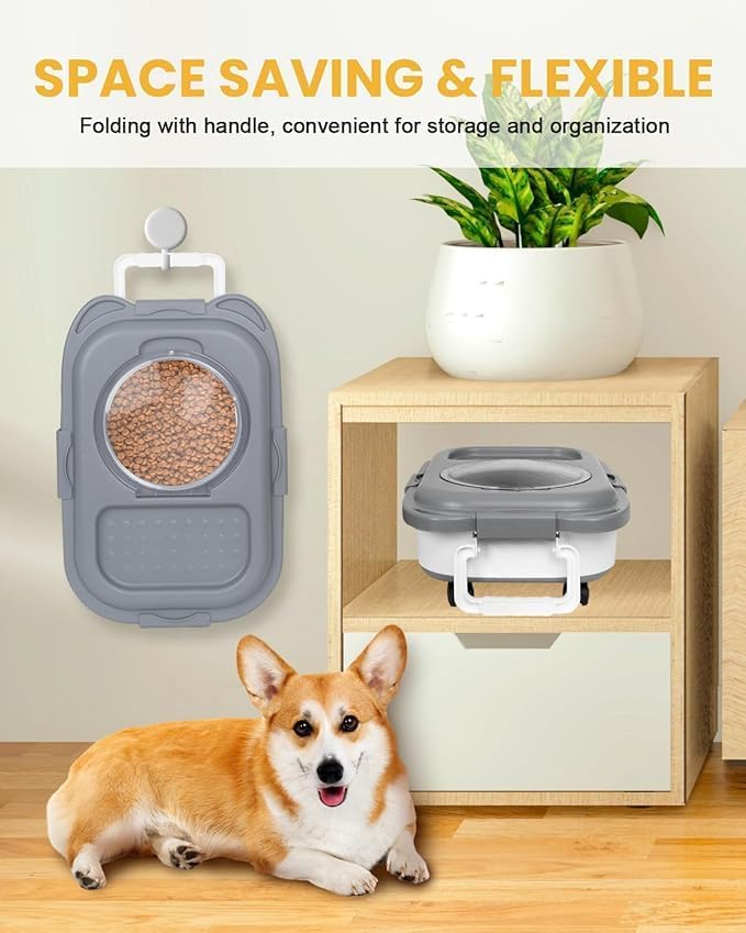 20-23LBS Collapsible Dog Food Storage Container, Pet Dog Pantry Large Containers Bin with Wheels,bowl & 1pcs Food Storage Containers, Kitchen Cereal Flour Rice Leakproof Dry Holder