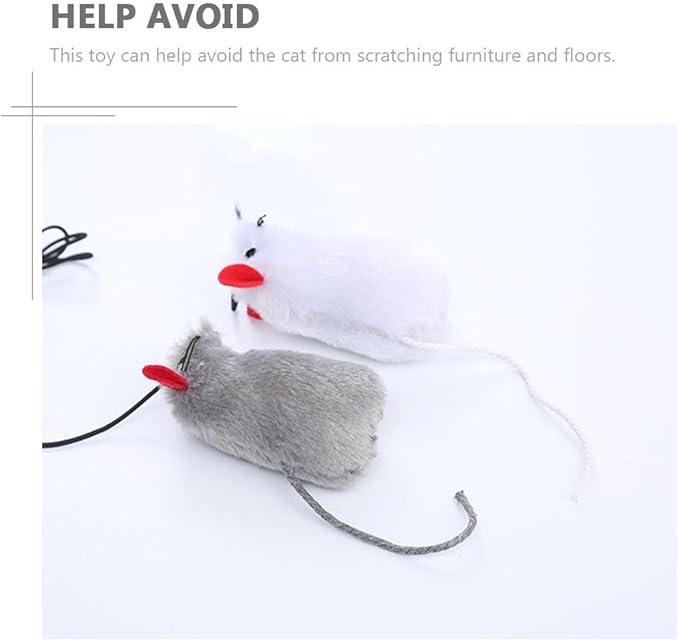 balacoo 3 Pcs Interactive Cat Mouse Toys With Pull Ring, Plush Mice Cat Squeak Toys, Cat Toys Mice For Indoor Cats (3 Colors)