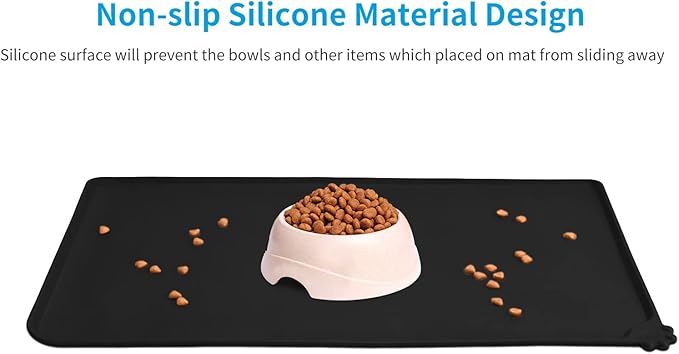AUDWUD Silicone Waterproof Pet Feeding Mats,Anti Slip Bowl Pad,Dog Mat for Food and Water