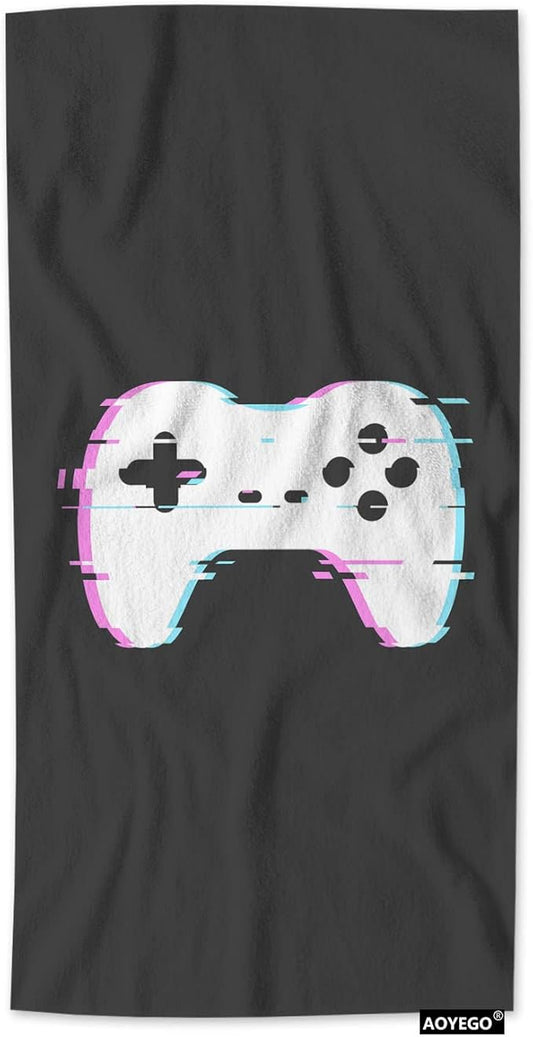 AOYEGO Game Hand Towels Gamer Player Vintage Video Gamepad Controller Highly Absorbent Soft Towels Bathroom Beach Kitchen Spa Gym Face Towel 15x30 Inch