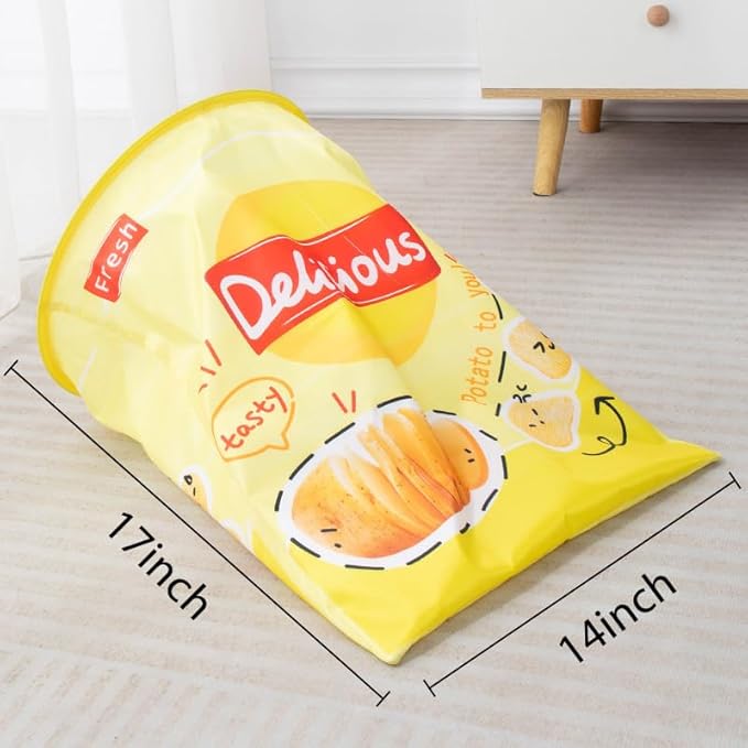 Creative Potato Chip Bag Folding Ring Paper Cat Tunnel Cat Toy Self High Fun Hide and Seek Rolling Dragon Channel Cat Drill Bag with Hanging Toy Pet Supplies (Orang)