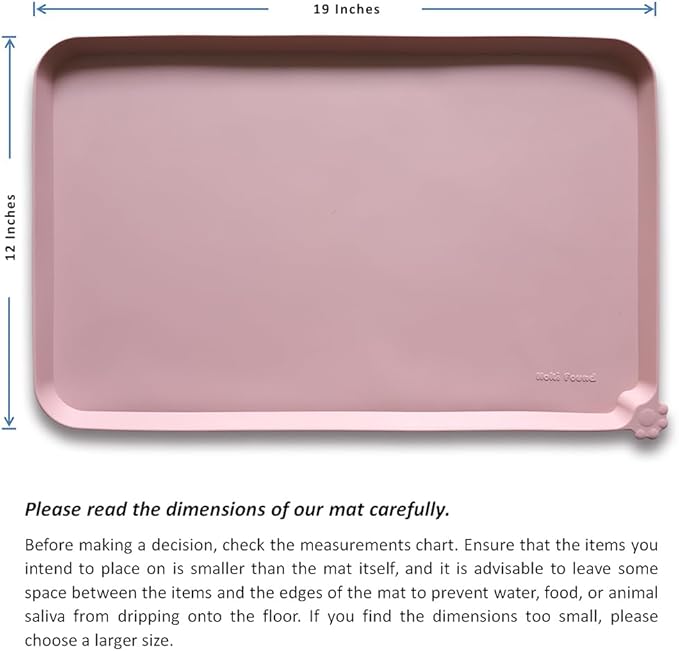Hoki Found Silicone Pet Food Mats Tray - High-Lips Pet Dog Cat Bowl Mats - Dog Pet Cat Feeding Mat - Waterproof Dog Cat Food Mats -Pet Water Mats for Floors - Neutral Pink