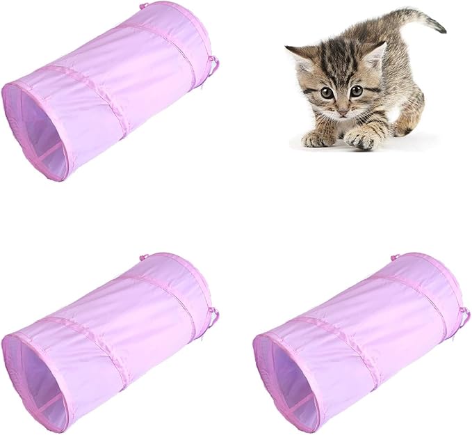 iCAGY Foldable Spiral Cat Tunnel - Indoor Toy for Small Cats, Kittens, and Rabbits - Tube for Interactive Play and Outdoor Fun - Pet Activity Toy 20" 3 Pcs