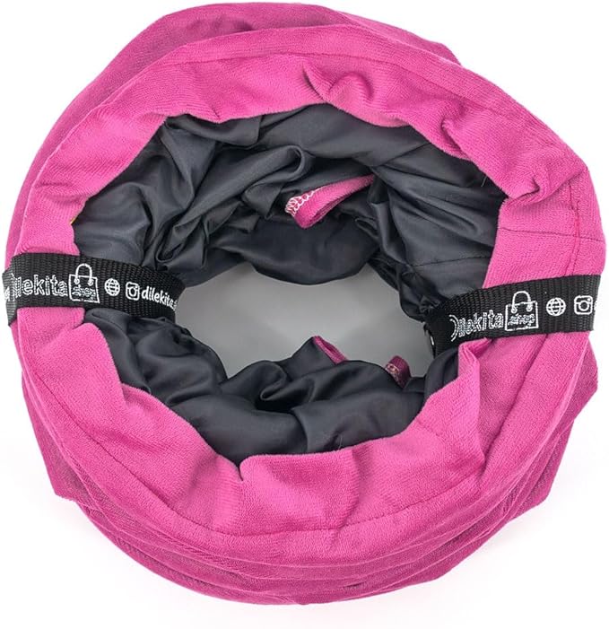 Velvet Fabric - Foldable/Collapsible - 55x8.66 Inches Cat Tunnel (Pink)