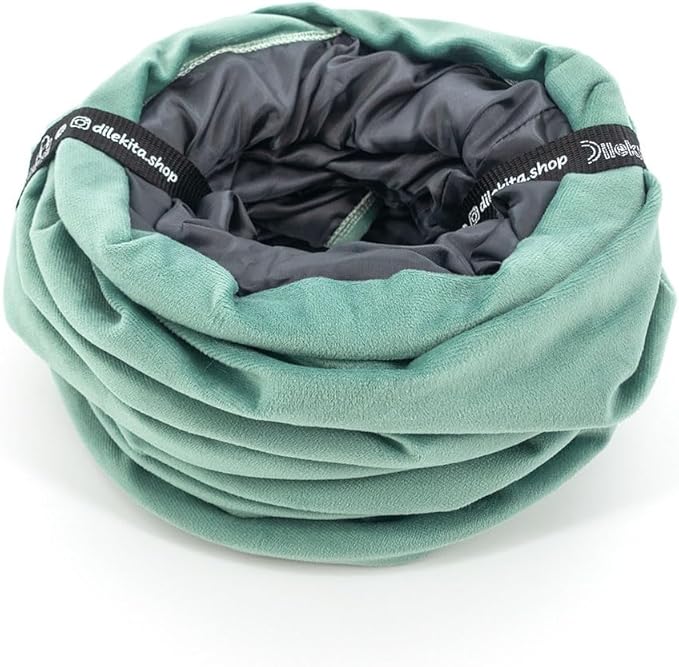 Velvet Fabric - Foldable/Collapsible - 55x8.66 Inches Cat Tunnel (Nile Green)