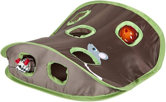 Creation Core Interactive Cat Toy Hide & Seek Game Pop-up Collapsible Puzzle Exercise Toy 9 Holes Mouse Hunt with Bell