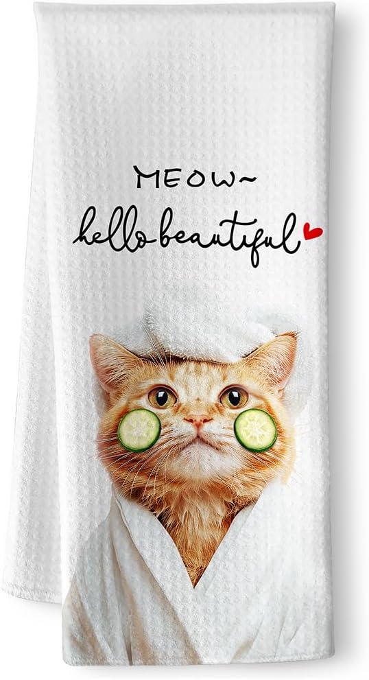 Cat Hand Towel,Funny Hand Towels,Cute Hand Towels,Cat Lady Gifts,Crazy Cat Lady,Cat Towels,Cat Dish Towel,Cat Mom Gifts,Cat Kitchen Towels,Funny Bathroom Hand Towels-Gifts for Cat Lovers for Women