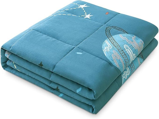 Sivio Weighted Blanket, Cotton Heavy Blanket for Calm, Soft and Breathable Weighted Throw, Moon and Star, 41" x 60" 7LBS